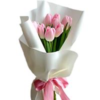 Букет з 9 рожевих тюльпанів