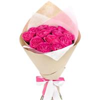 Чарівний букет з 15 рожевих піоновідних троянд