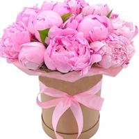 Box with 11 pink peonies