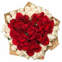 Heart-bouquet with 51 imported roses
