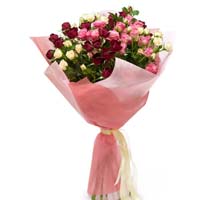 Bouquet of pink shrub roses