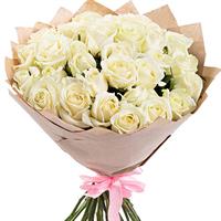 Tender bouquet of 25 white roses