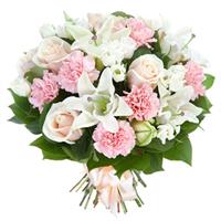 Bouquet of lilies, roses and carnations