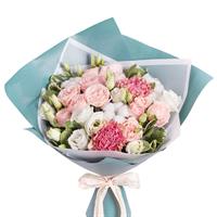 Bouquet of spray roses, carnations and eustomas