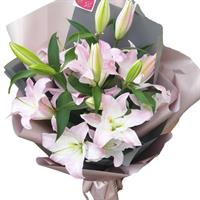Bouquet of 9 pink lilies