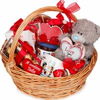 Basket with gifts for February 14