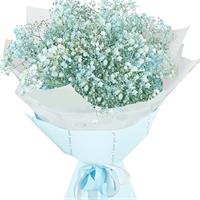Bouquet with blue gypsophila
