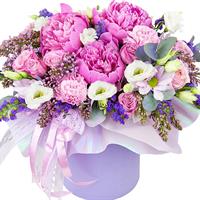 Gorgeous arrangement of lilacs, peonies and carnations