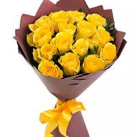 Букет із 15 жовтих троянд