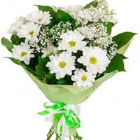 Bouquet of chrysanthemums with gypsophila