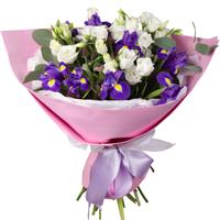 Bouquet with eustoma and irises