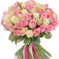 Bouquet from imported pink and white roses