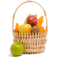 Bananas, apples, kiwi, oranges fruit basket