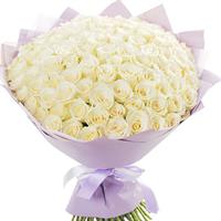 Шикарний букет із 101 білої троянди