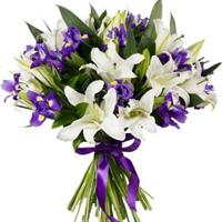 Bouquet of lilies and irises