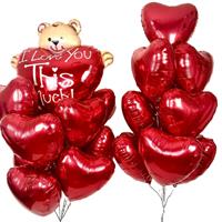 21 heart-shaped balloons