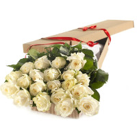 White roses in a box