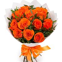 Bouquet of 11 fiery orange roses 