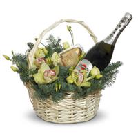 New Year basket with orchids and eustoma