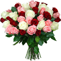 Bouquet of 45 multicolored roses