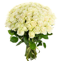 Luxurious bouquet of 75 white roses